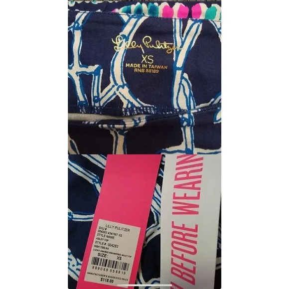 Lilly‎ Pulitzer Adley Lucky Bamboo High Tide Top Size XSmall New with Tags - Picture 4 of 5